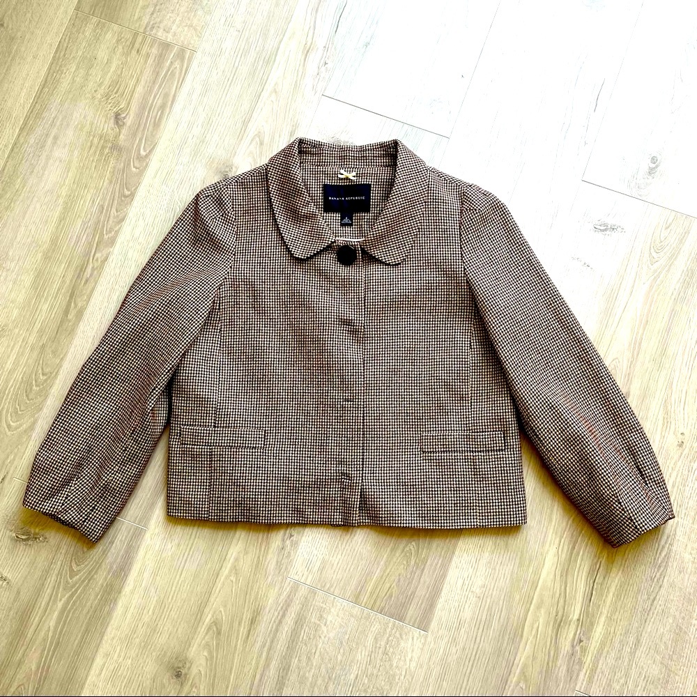 Tweed jacket 3/4 sleeve wool cotton BR